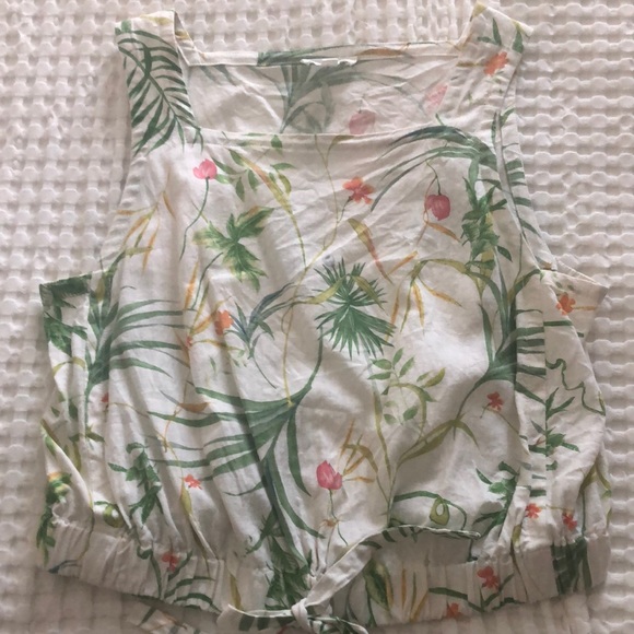 **SOLD**a loves a tropical print linen top - Picture 1 of 3